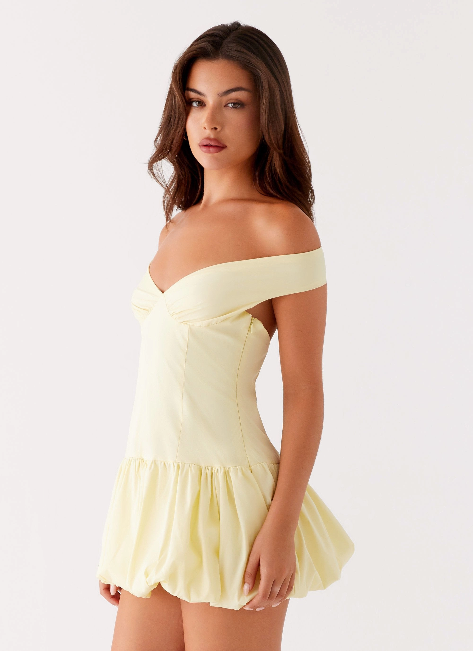 Endless Romance Off Shoulder Mini Dress - Yellow Statement-Piece Art Spirit