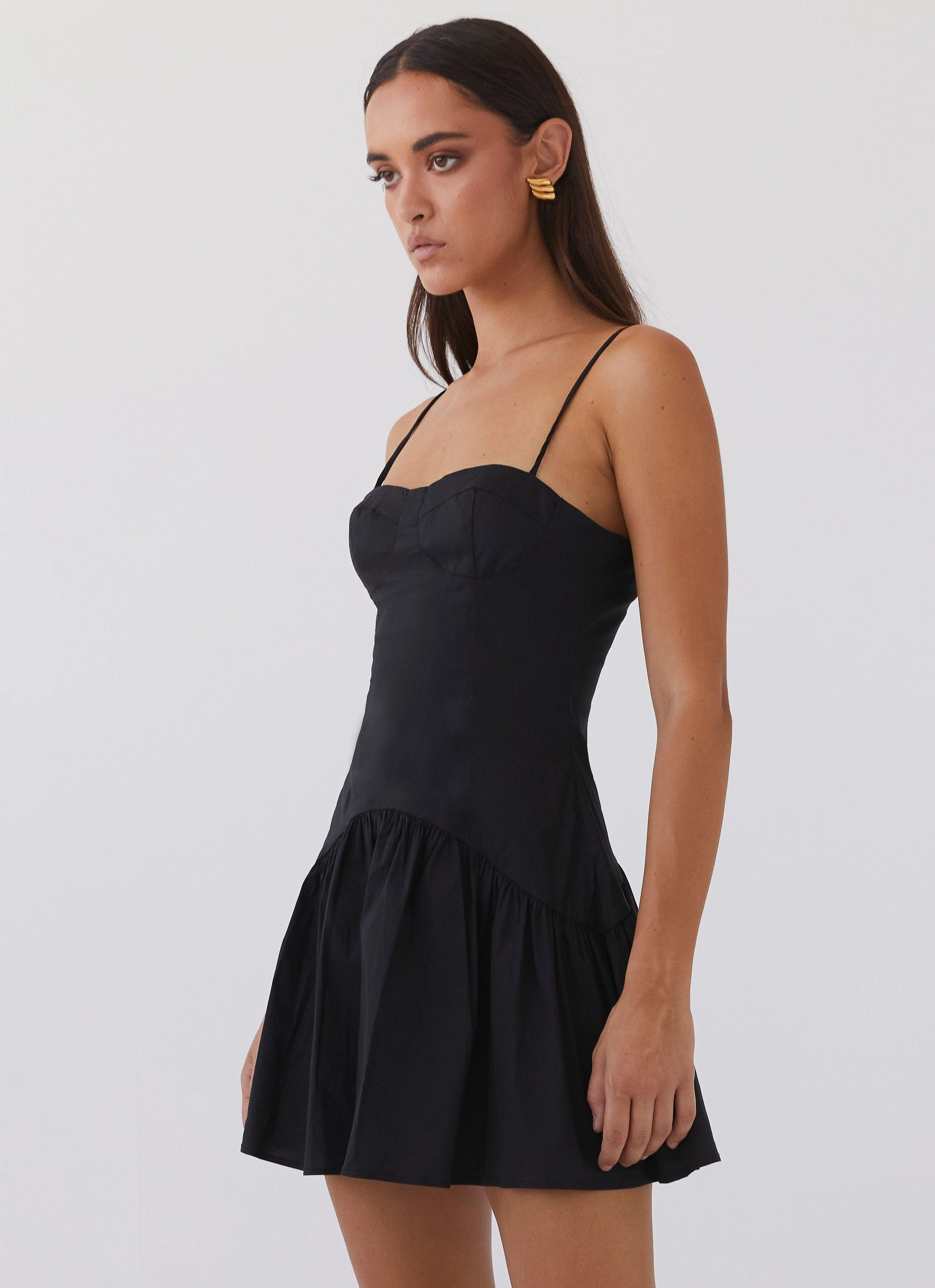 Endless Summer Mini Dress - Black Asymmetric-Neck Hot Now