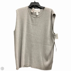 Minimalist Aesthetic Zipper Closure Mechanism Vest Sweater By Jones New York In Grey, Size: 3x