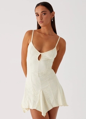 Surry Mini Dress - Yellow Summer Air Satin Finish