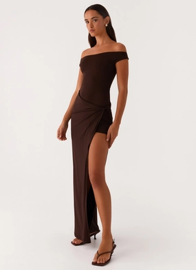 Soft Material Holiday Wear Amerie Maxi Dress - Chocolate