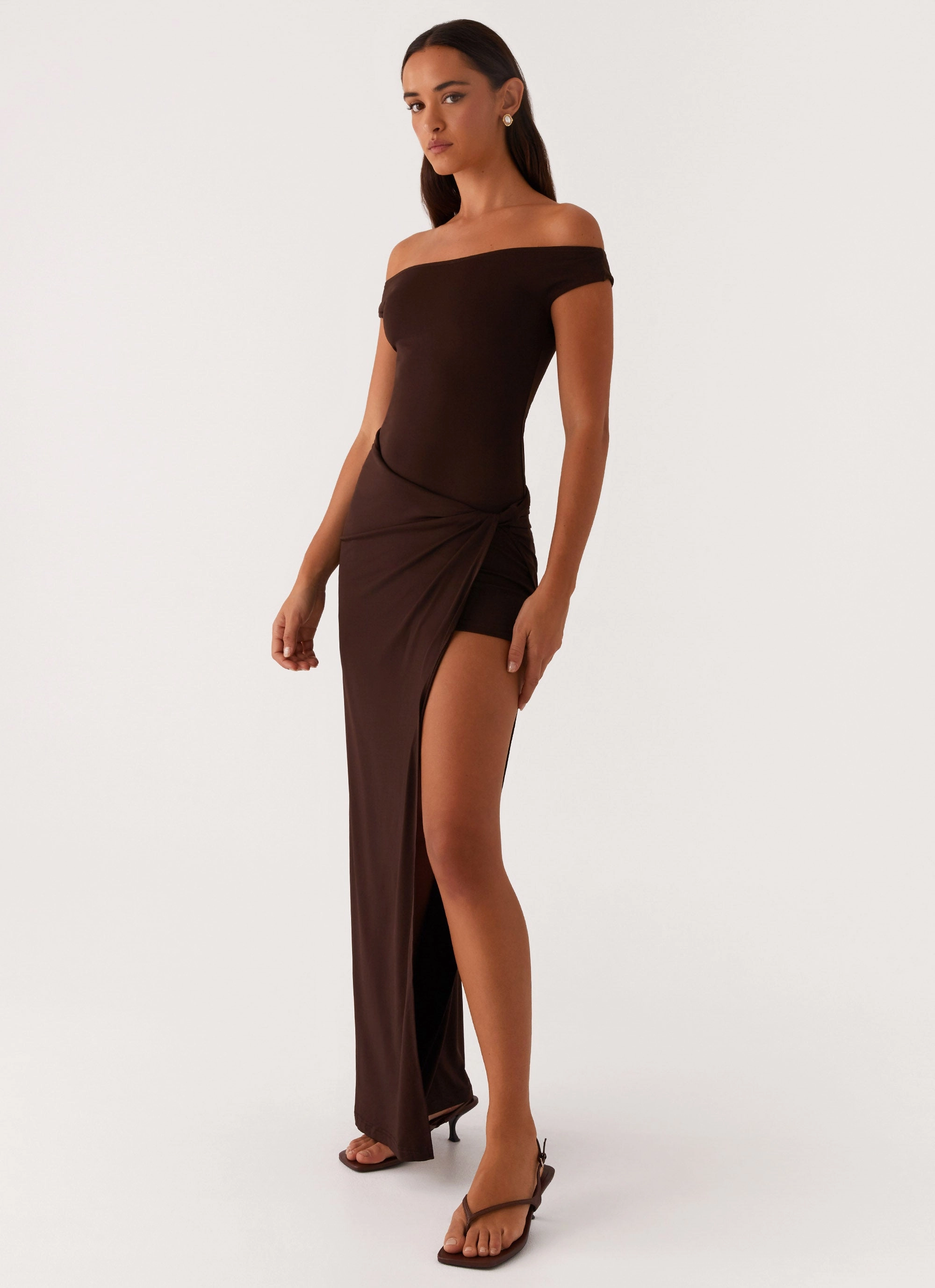 Soft Material Holiday Wear Amerie Maxi Dress - Chocolate