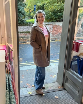 Teflon Finish Practical Everyday Fit Oakwood Reversible Venus Lily Fur Wool Jacket in Taupe