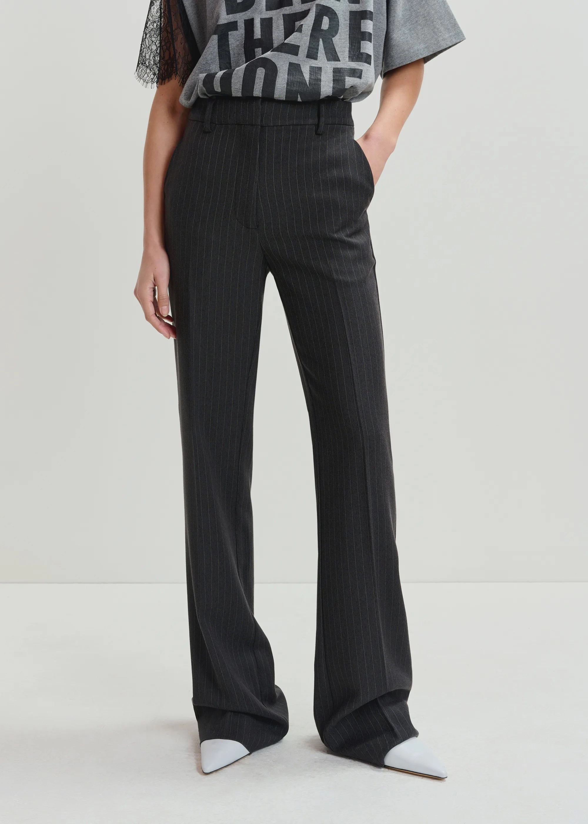 Essentiel Antwerp Invade Fitted Flared Pants in Shadow Core Ease Essential Wear