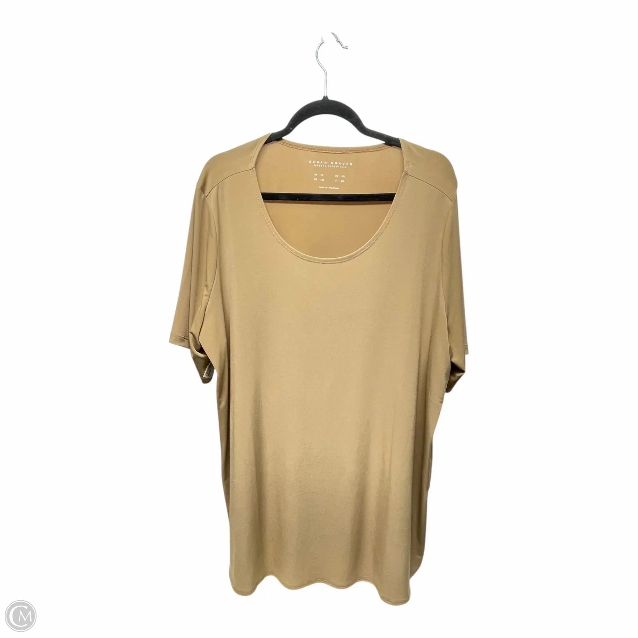Top Short Sleeve By Susan Graver In Brown, Size: 2x Geometric precision