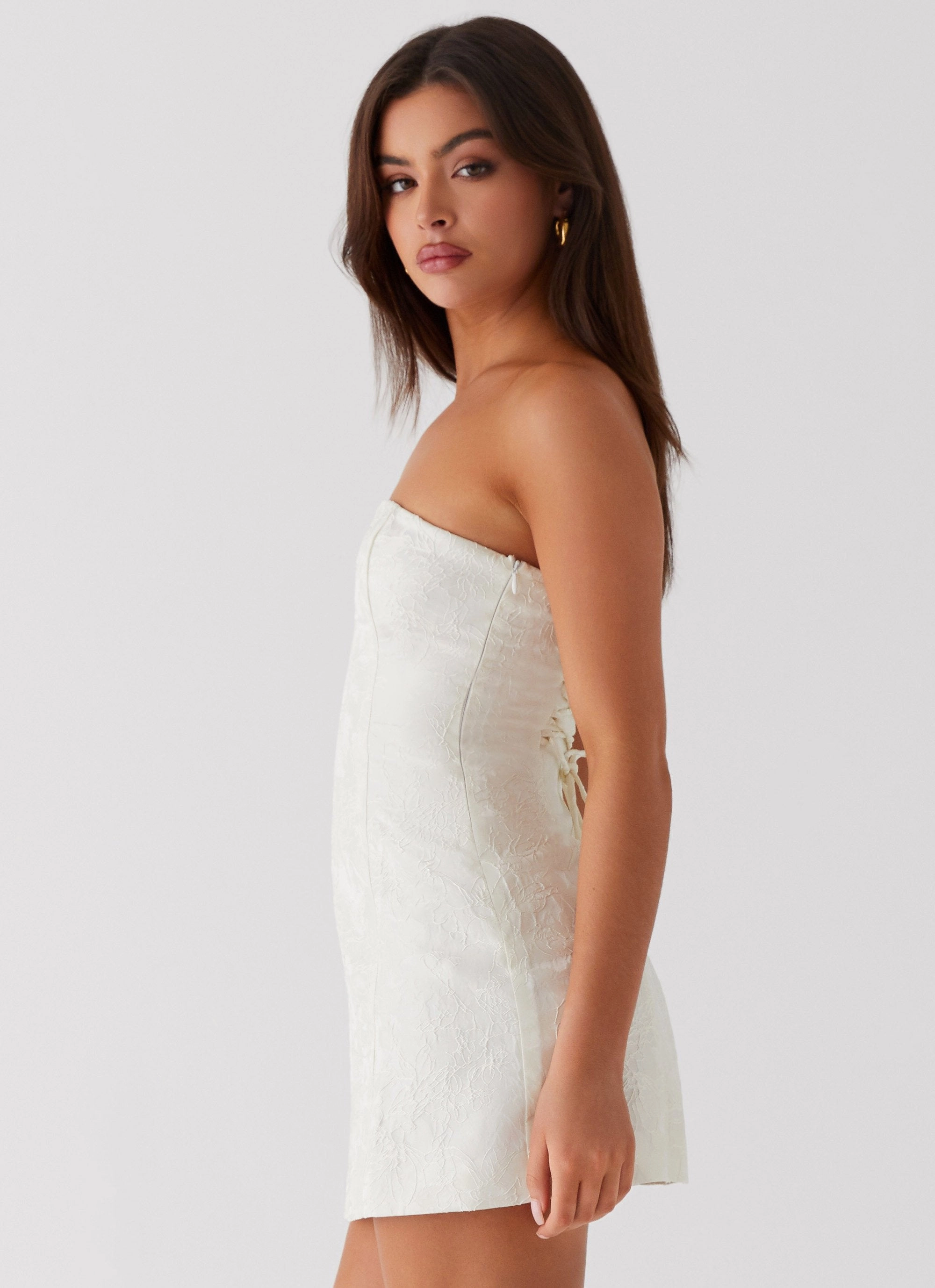 Dressy Yet Comfortable Eternity Strapless Mini Dress - Ivory