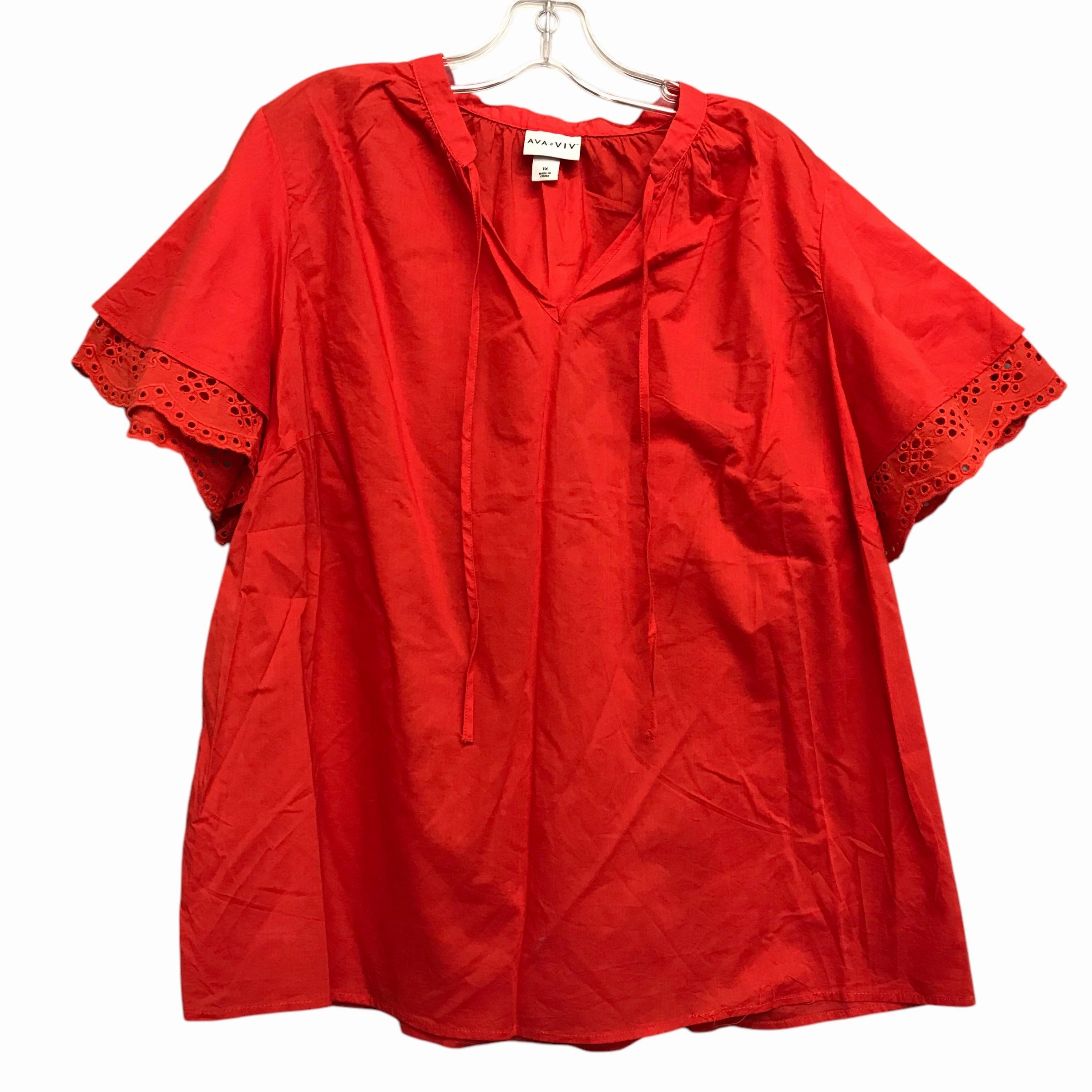 Yoga class Subtle Details Top Ss By Ava & Viv In Orange, Size:1X