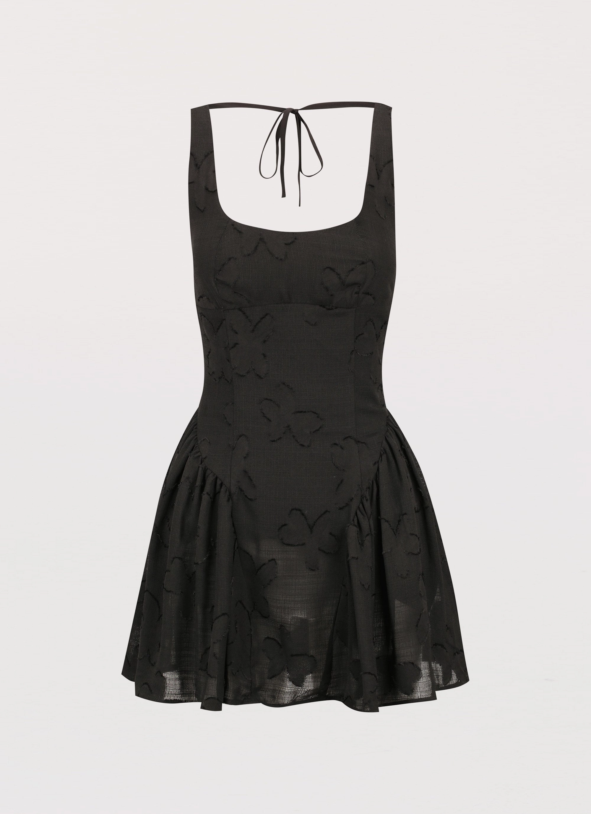 Evelyn Mini Dress - Black Smocked-Detail All-Day Fit
