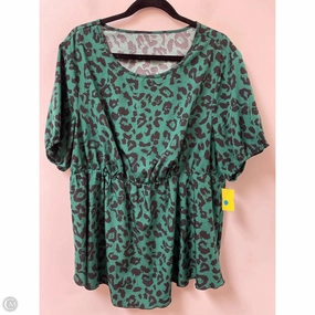 Top Short Sleeve By Shein In Black & Green, Size: 2x Floral Pattern