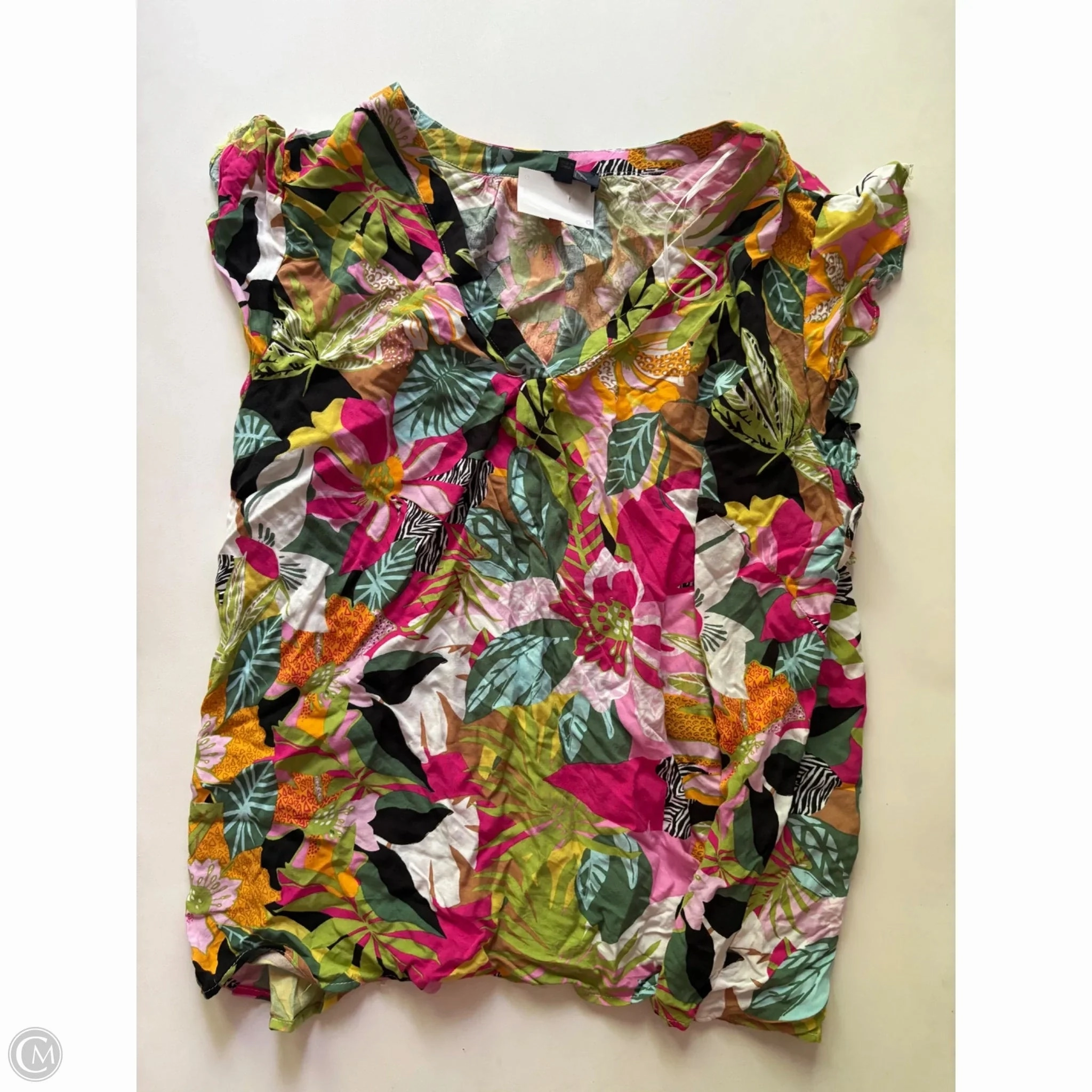 Soft And Comfortable Top Short Sleeve By Rachel Roy In Floral Print, Size: 2x
