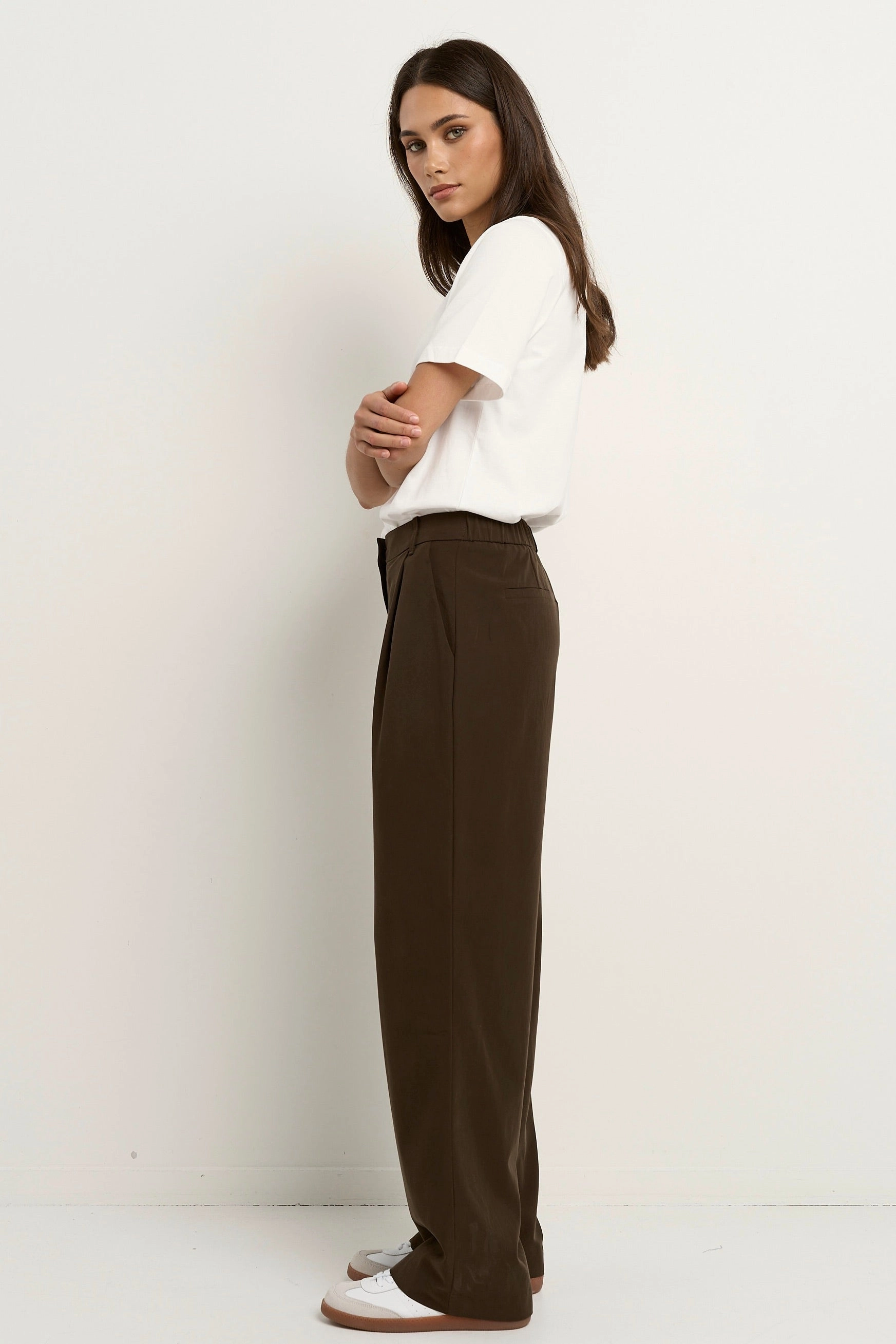 Stylish Layers Confidential Chocolate Soft Touch Longer Length Elastic Back Pants