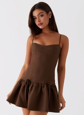 Running Late Mini Dress - Chocolate All weather confident look