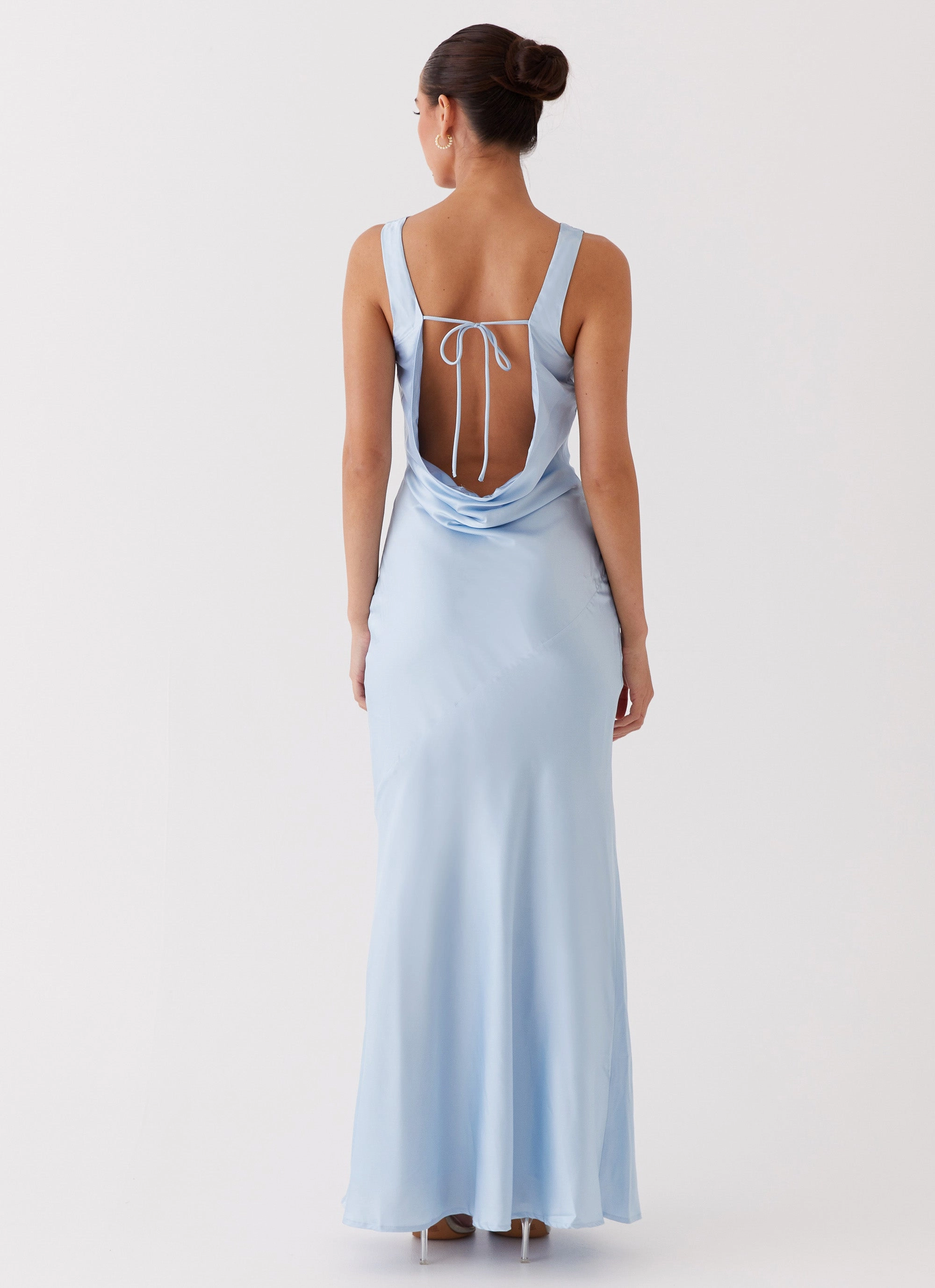 Be Mine Satin Maxi Dress - Blue Brunch Glow