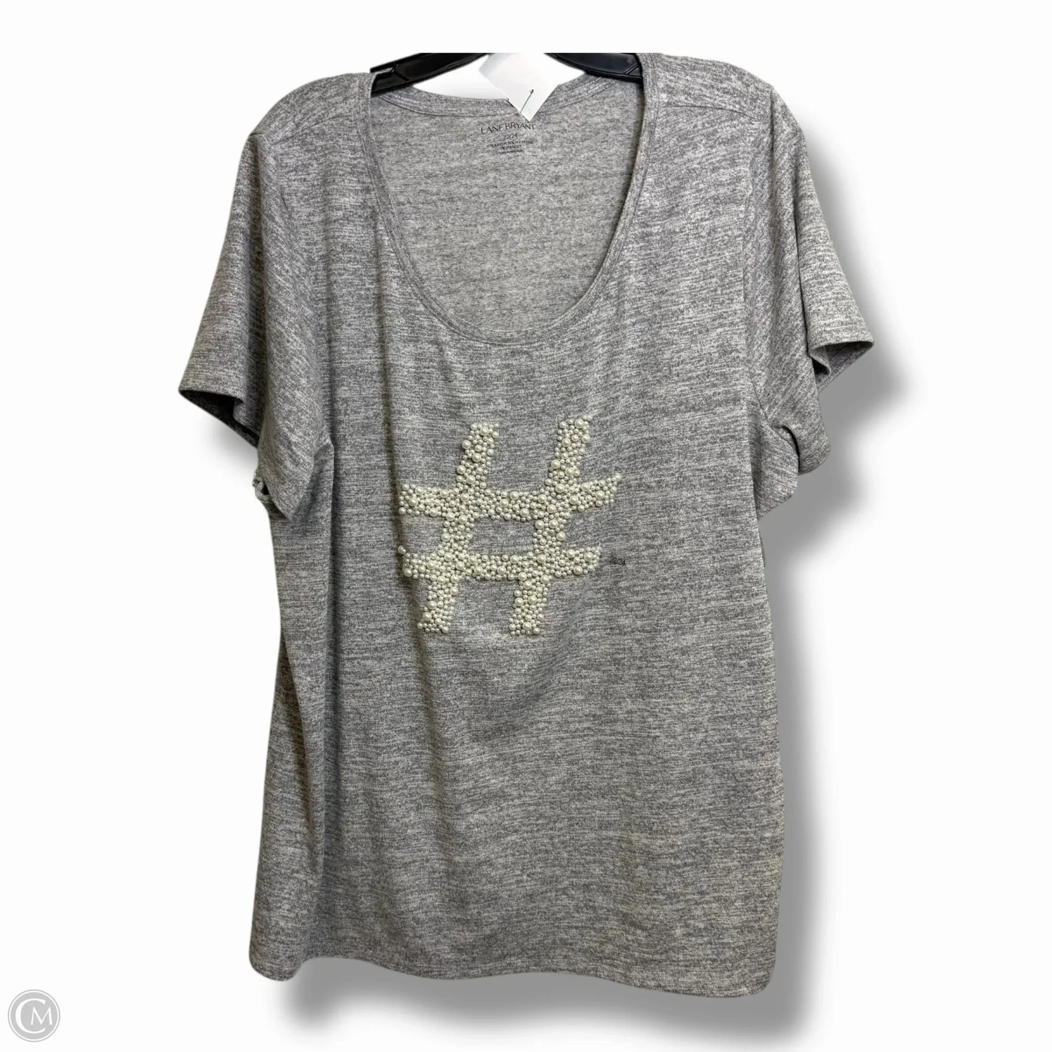 Day-to-Day Comfort Layered Neckline Top Short Sleeve By Lane Bryant In Grey, Size: 2x