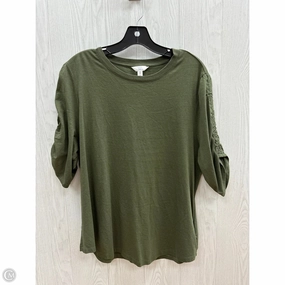 RibbedNeckBanding Timeless Comfort Top Short Sleeve By Time And Tru In Green, Size: 2x