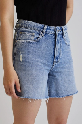 Fitted Design Aimee Mid Blue Denim Shorts