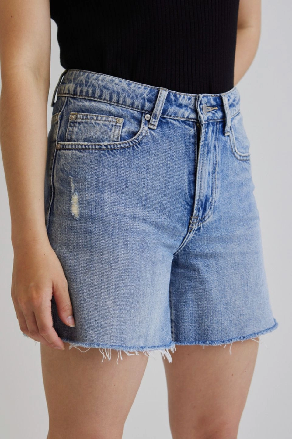 Fitted Design Aimee Mid Blue Denim Shorts