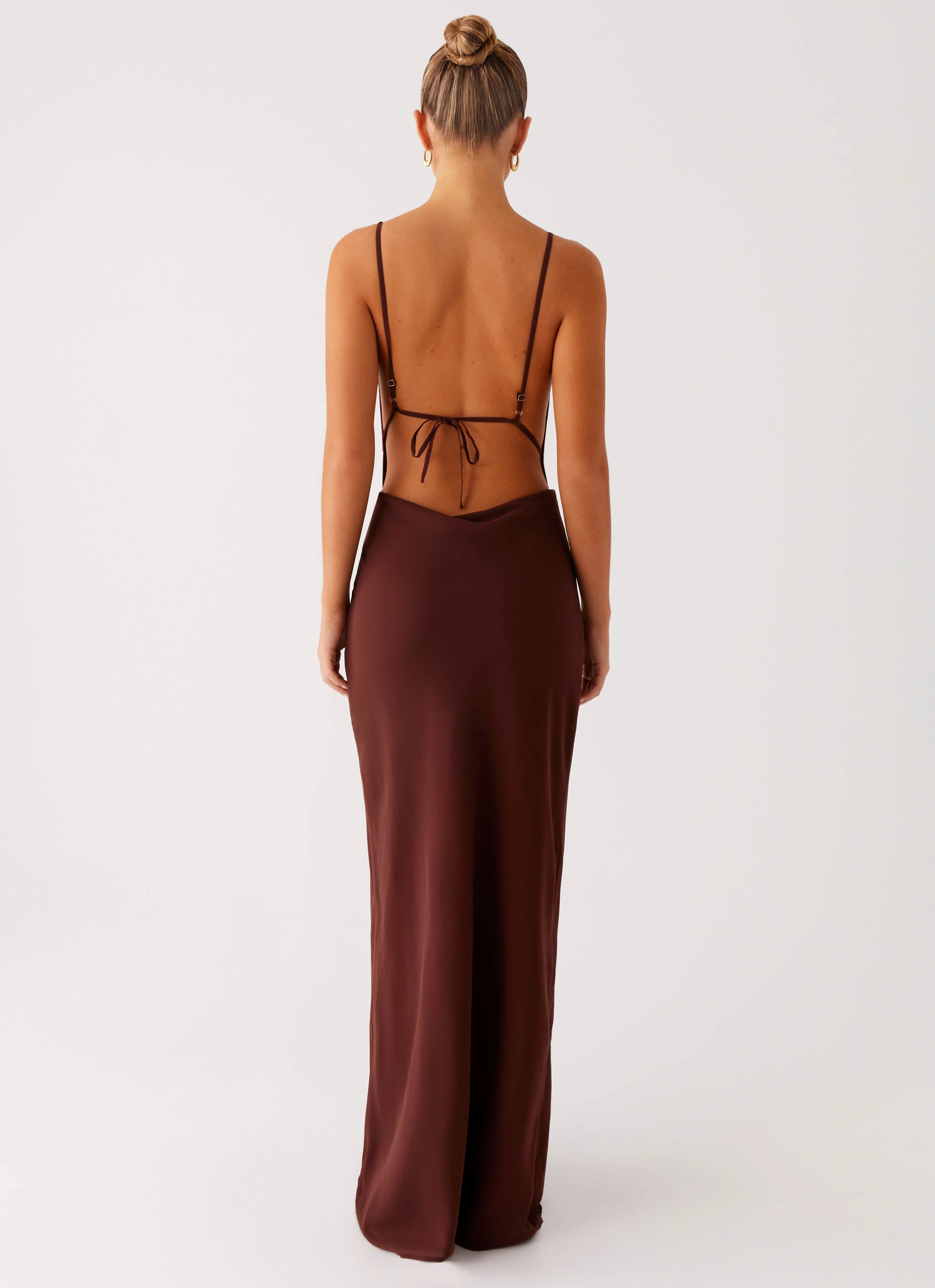 Elation Cowl Neck Maxi Dress - Chocolate Glam Touch Minimal Cut