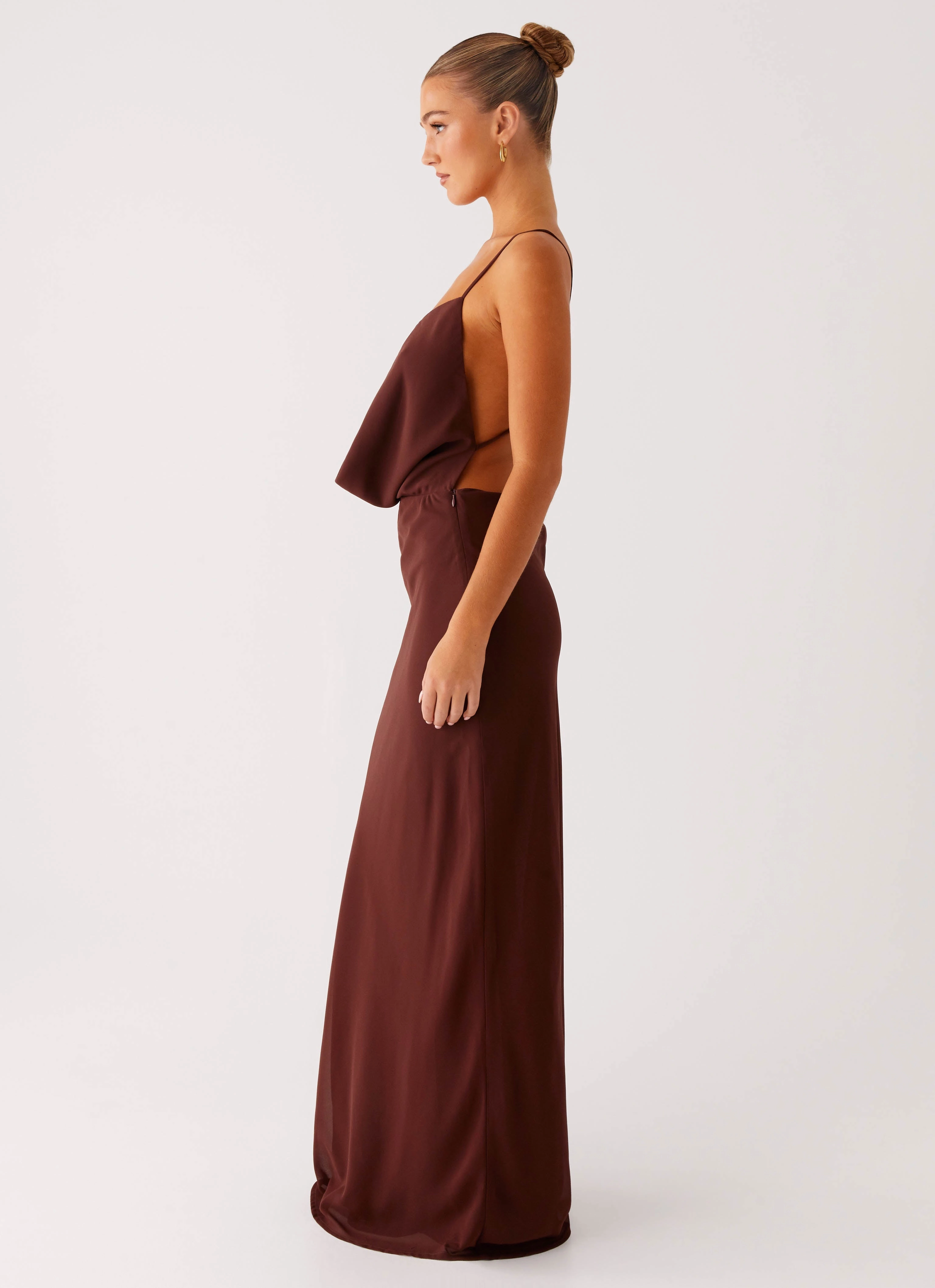 Elation Cowl Neck Maxi Dress - Chocolate Brunch Fit