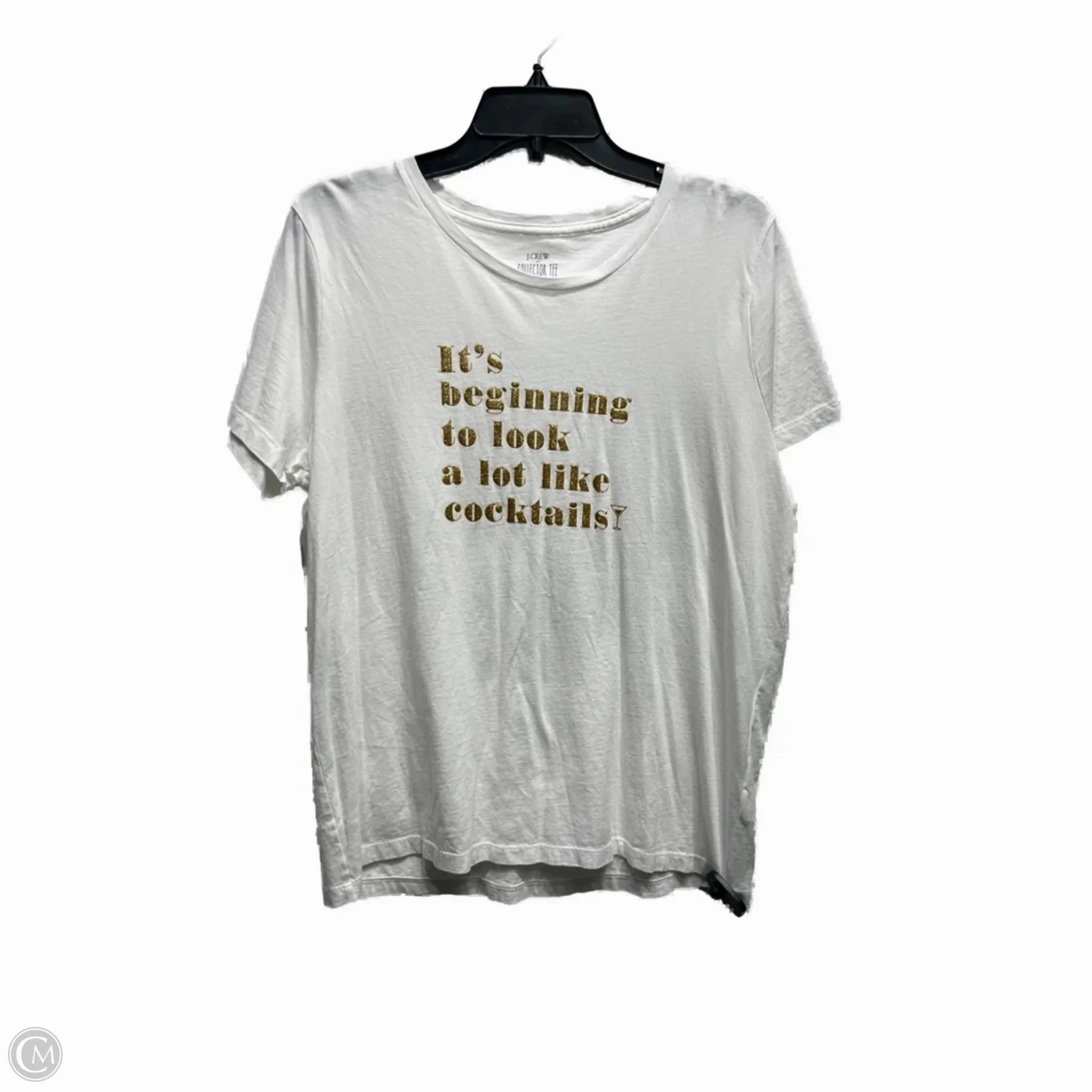 AntiPilling Treatment Top Short Sleeve Basic By J. Crew In Gold & White, Size: Xl