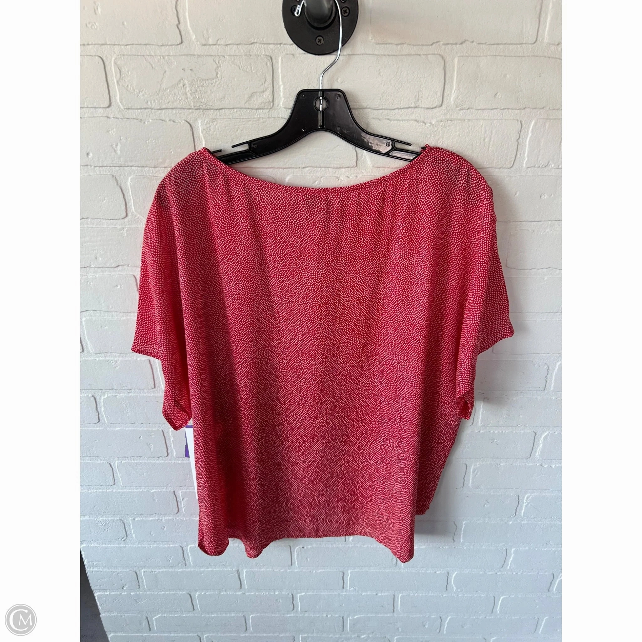 MultipurposeCuffs Fashionable Option Top Short Sleeve Basic By Anne Klein In Red & White, Size: 1x