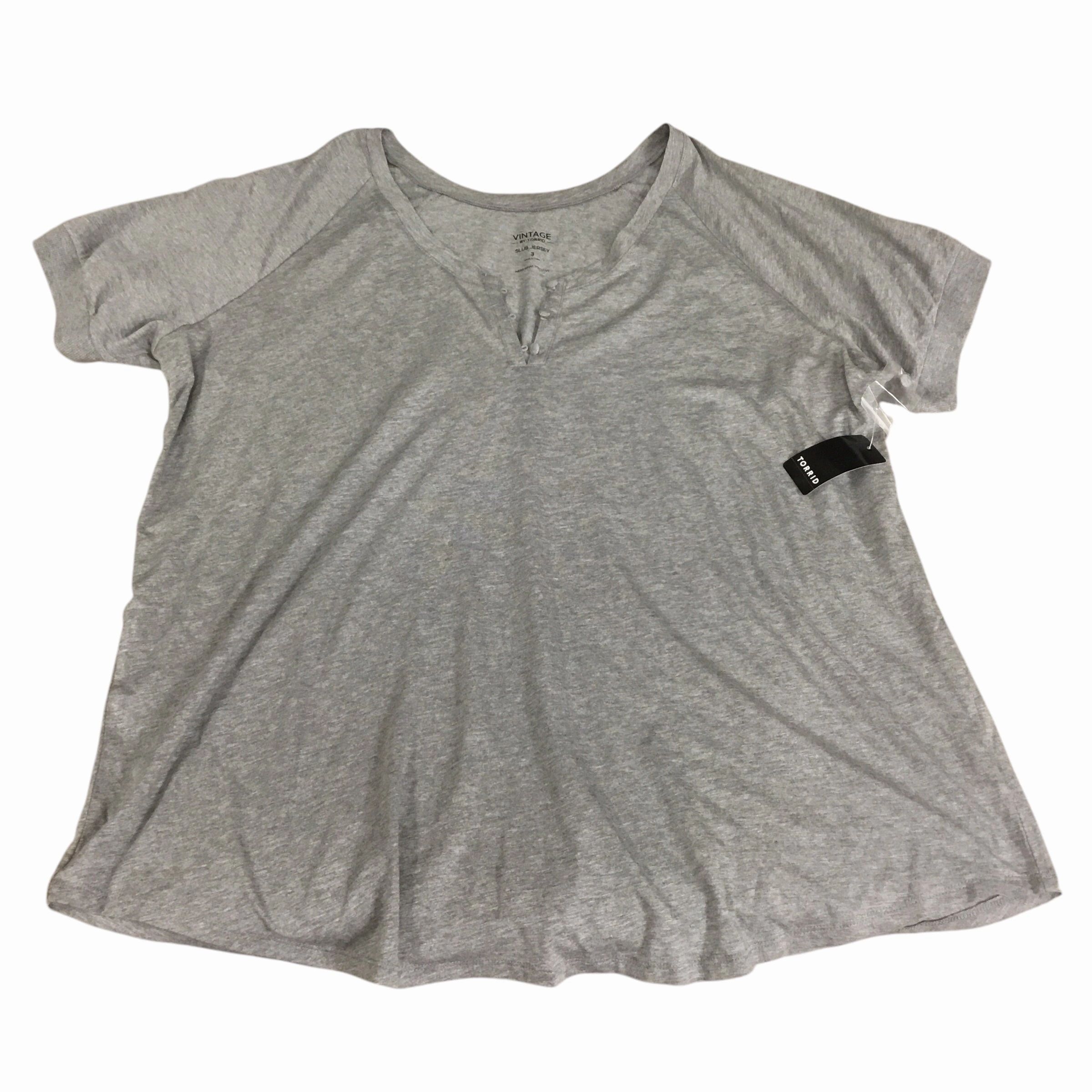 High-Quality Cotton Everyday Style Trend Top Short Sleeve By Torrid In Grey, Size: 3x