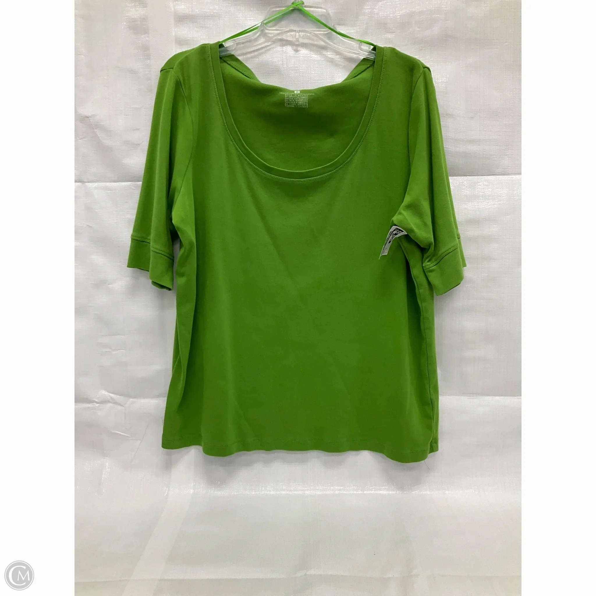 Slim Waist UVProtectionFinish Top Short Sleeve By Jones New York In Green, Size: 1x