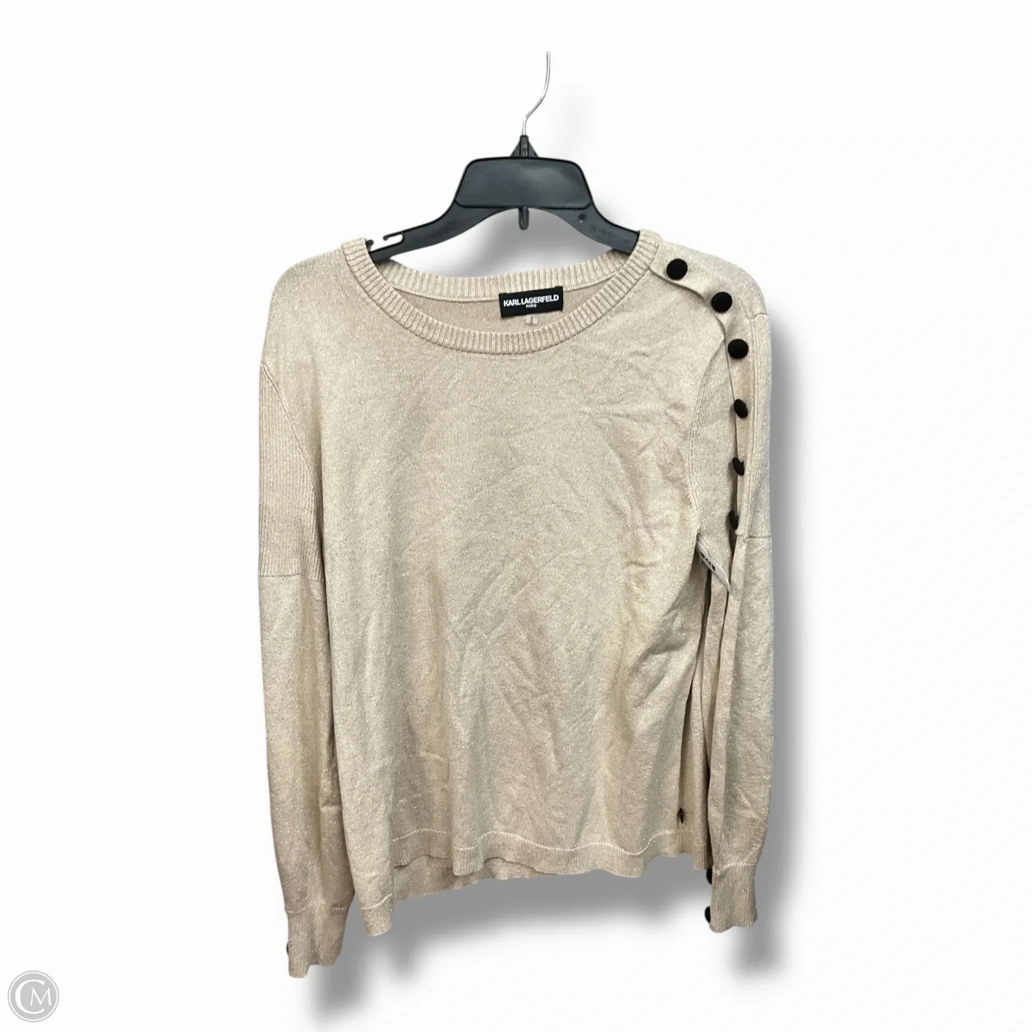 Stretchy Waist Sweater Designer By Karl Lagerfeld In Tan, Size: L