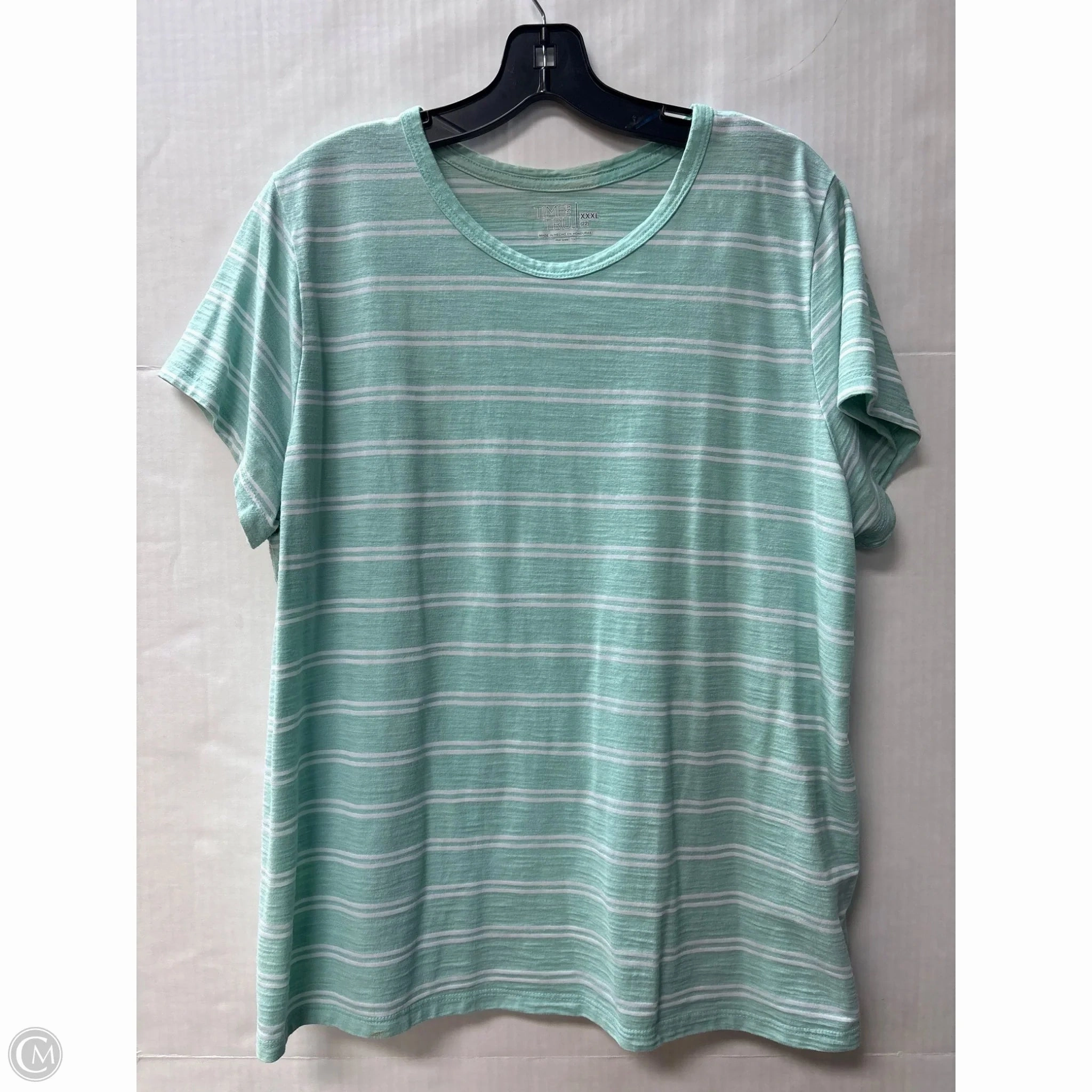 Cashmere combination Top Short Sleeve By Time And Tru In Green, Size: 3x