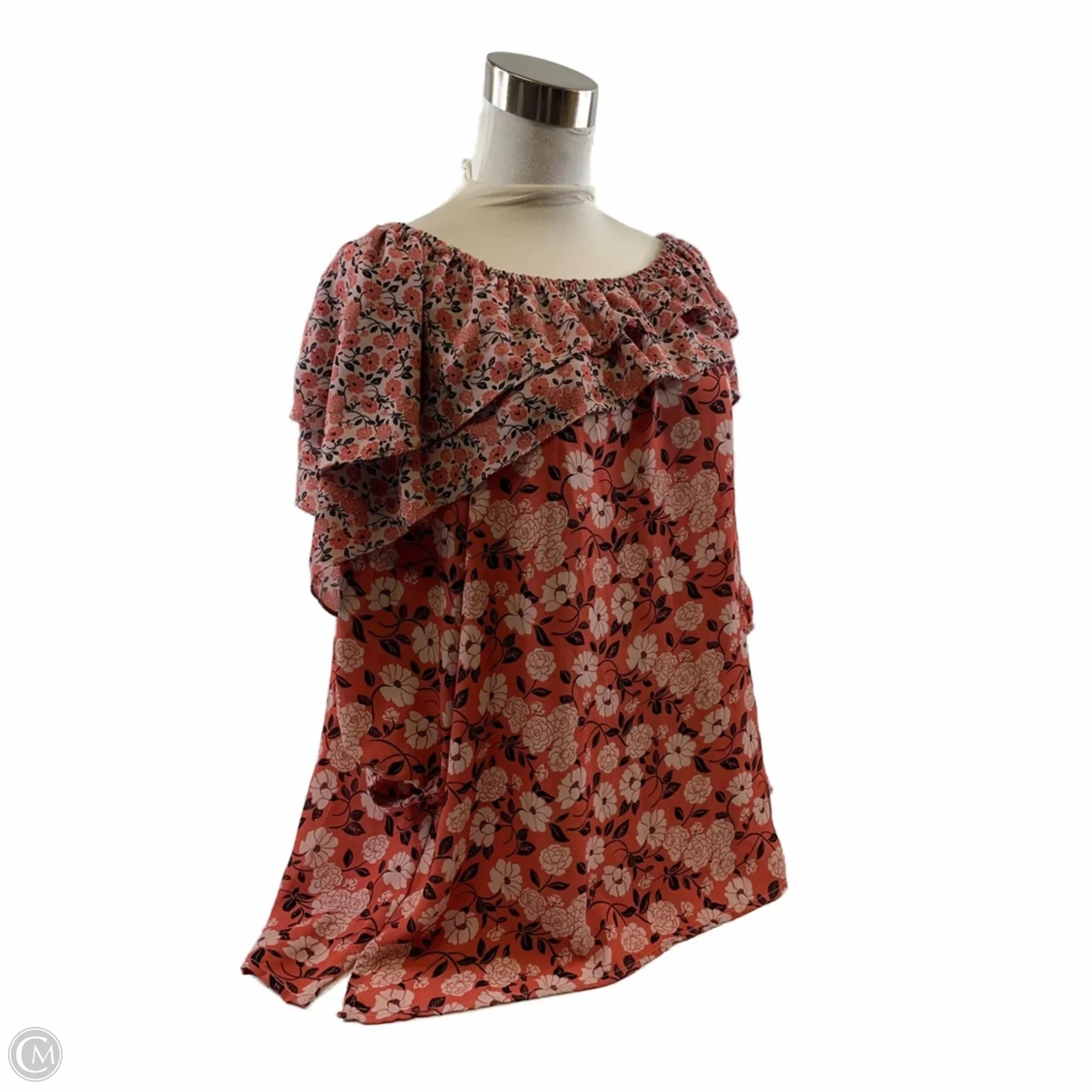 Top Short Sleeve By Clothes Mentor In Orange, Size: 2x Trendy Fabric