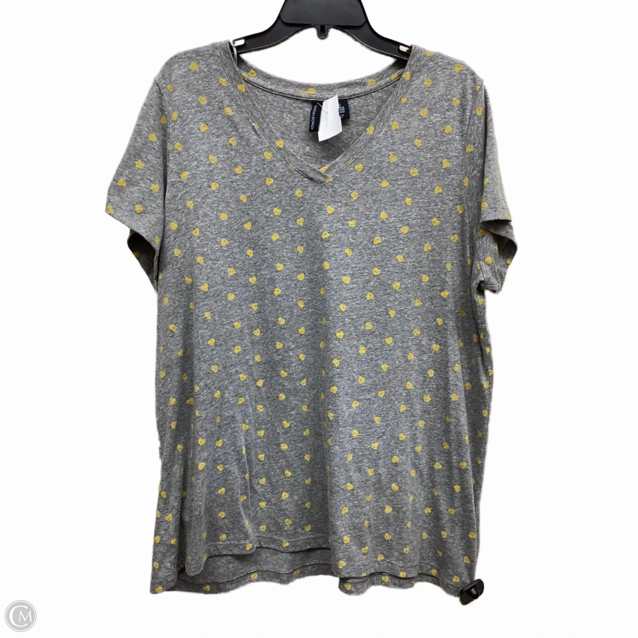 Top Short Sleeve By Cynthia Rowley In Grey & Yellow, Size: 2x Elastic Fit