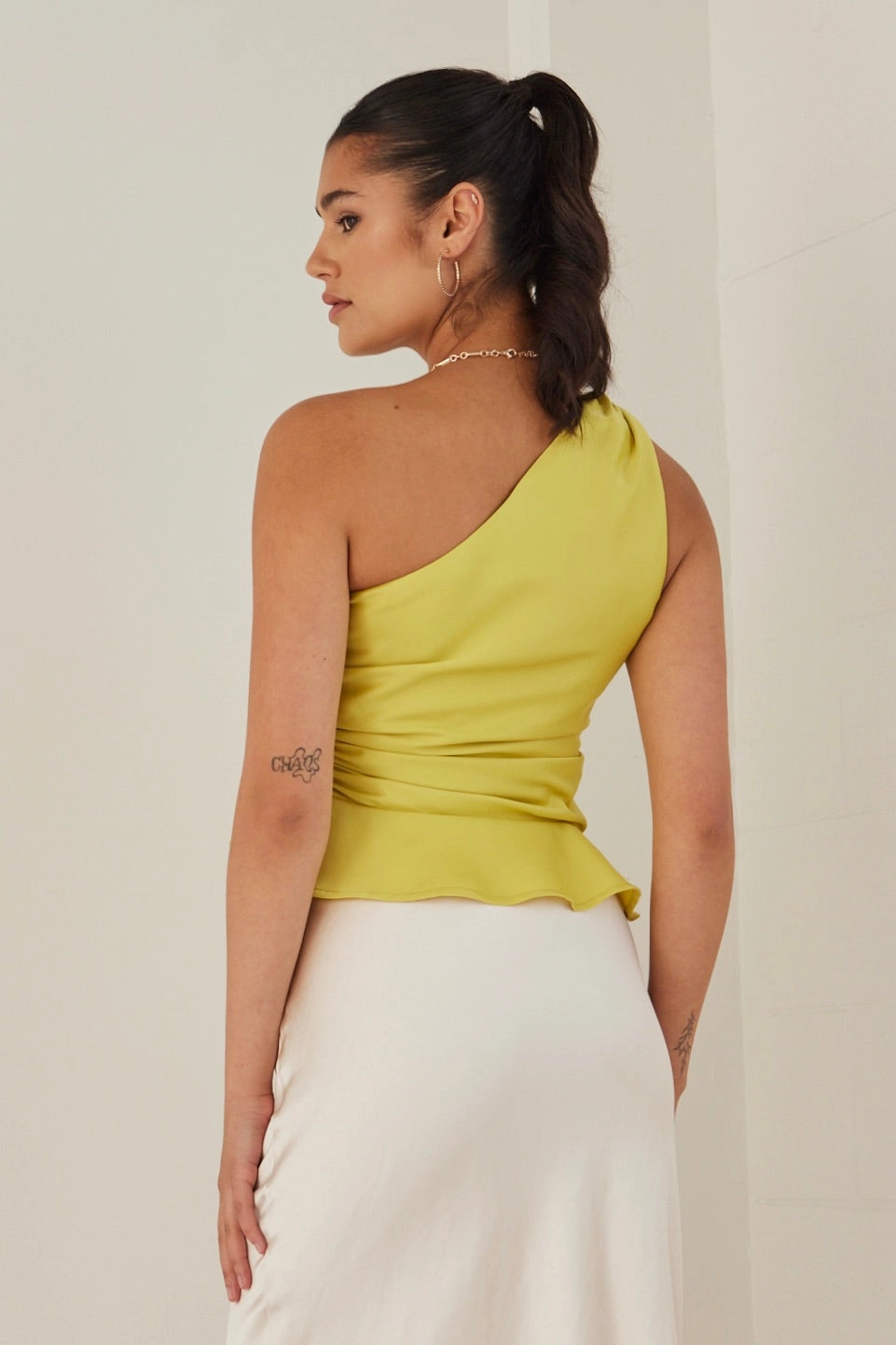 Fairytale Citron One Shoulder Cutout Top Trendy Look
