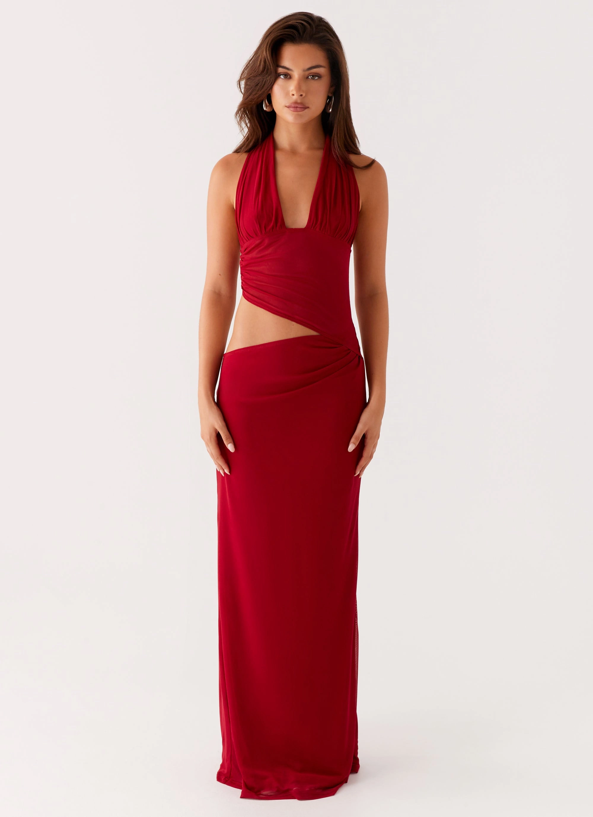 Main Act Halter Maxi Dress - Raspberry Natural Style Youthful Style