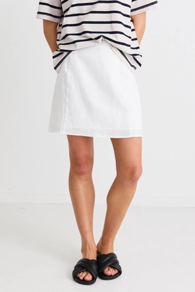 raw hem Lightweight Material Palma White Mini Skirt