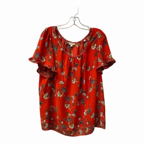 NonIrritating Fabric Top Ss By Max Studio In Red, Size:1X