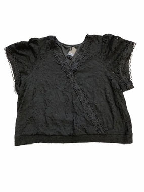 Top Short Sleeve Basic By Torrid In Black, Size: 6x Embroidered Comfy Vibe