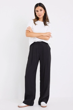 Confidential Black Soft Touch Longer Length Elastic Back Pants Minimalist Waist