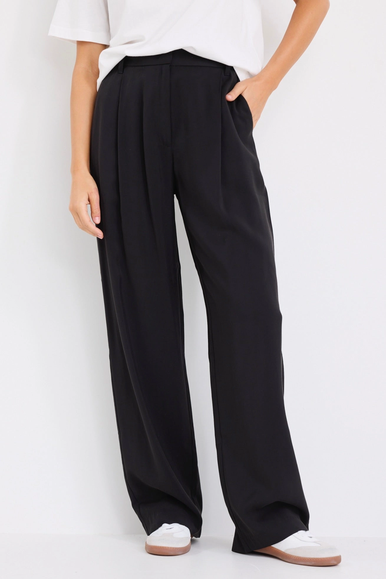Versatile Waist Confidential Black Soft Touch Longer Length Elastic Back Pants
