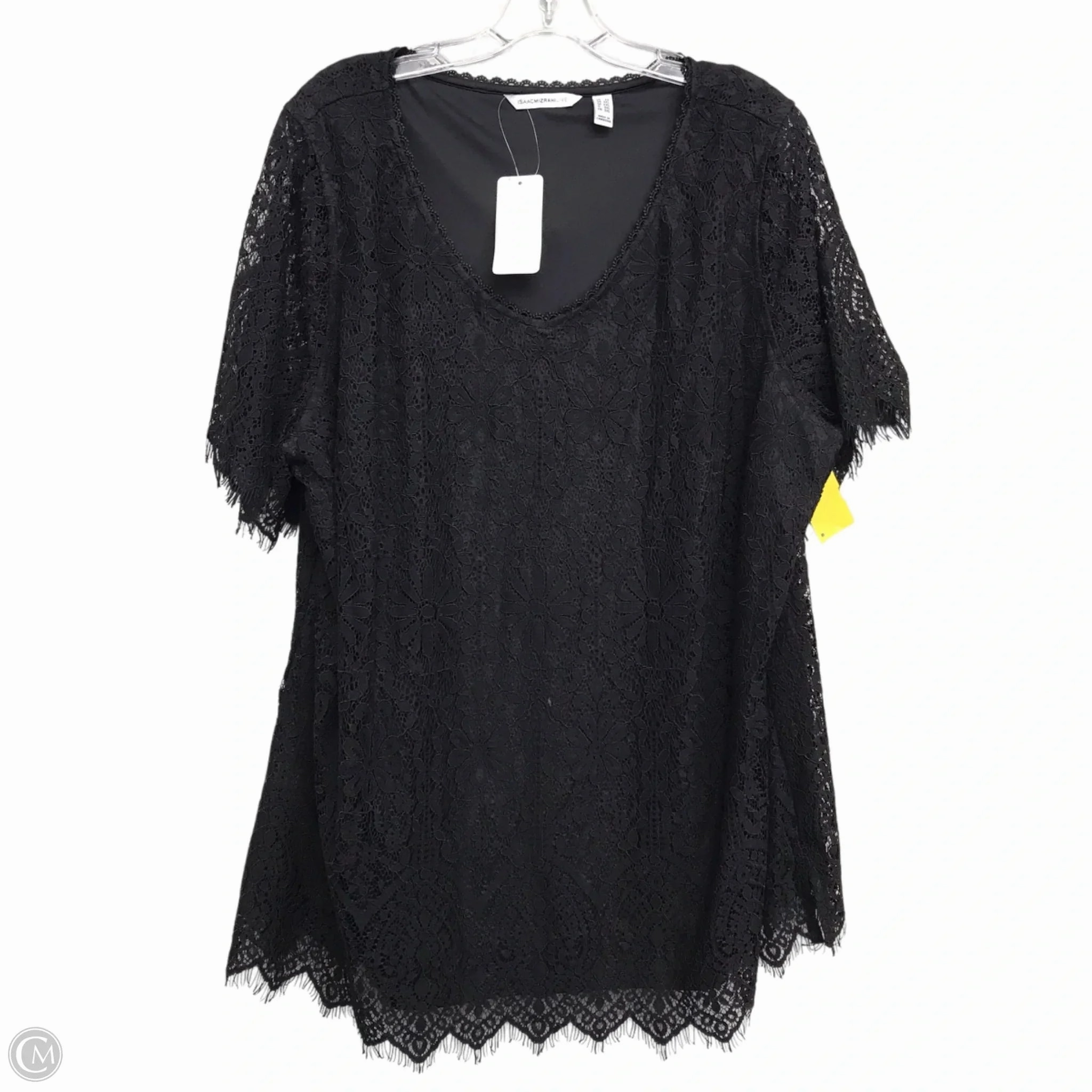 Top Short Sleeve By Isaac Mizrahi Live Qvc In Black, Size: 2x Chic Design