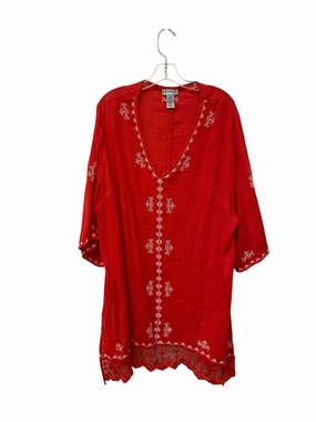 Tunic Short Sleeve By Catherines In Red, Size: 1x Cozy Vibe Wear