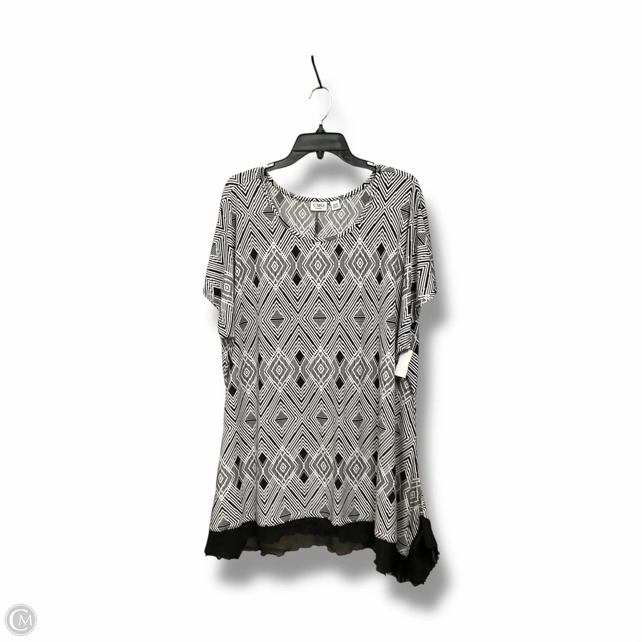 Top Short Sleeve By Cato In Black & White, Size: 3x Quick Dry Performance yoga clothing