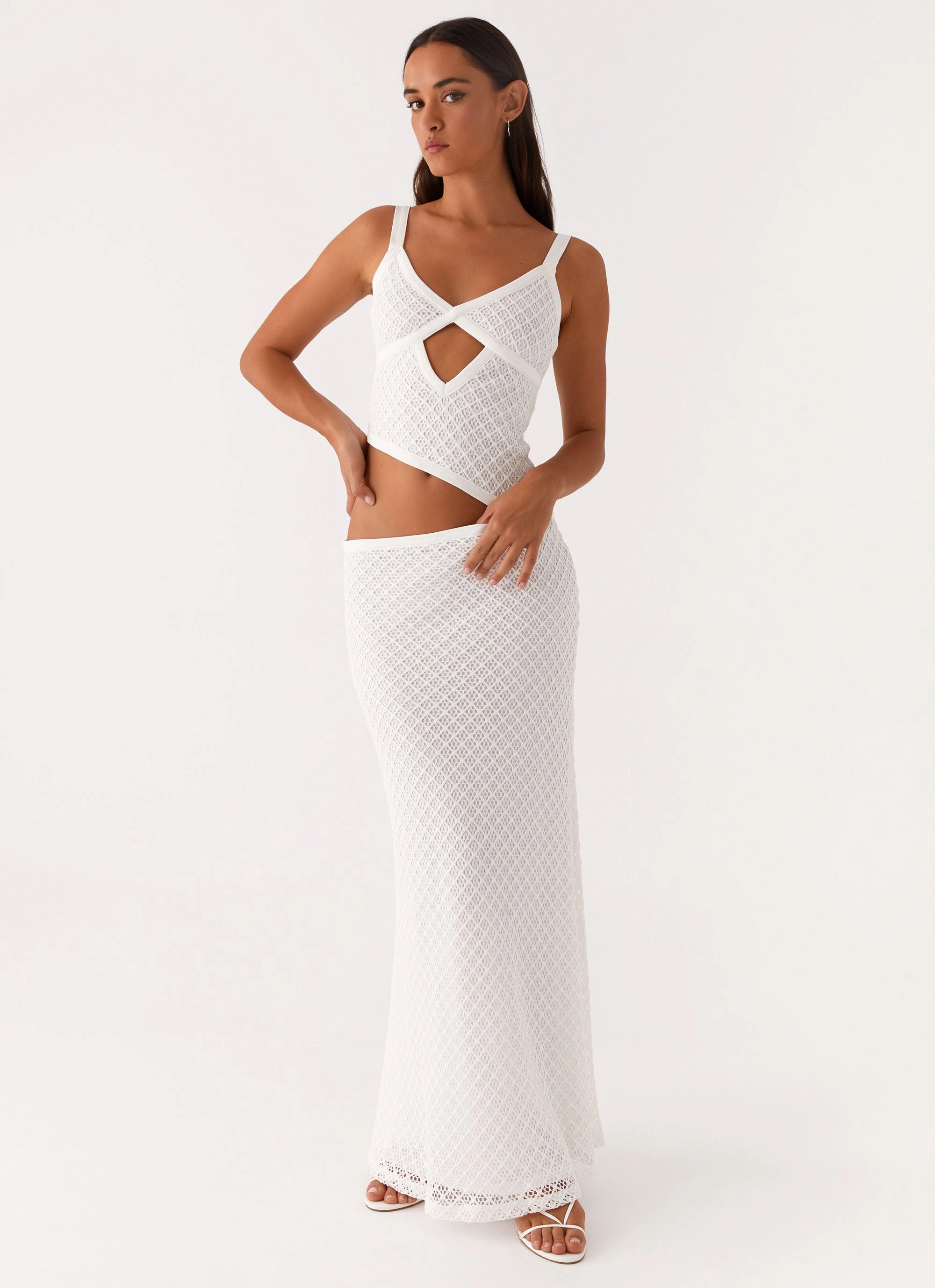 Casual Edge Jocelyn Maxi Dress - White Crochet