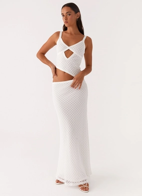 Casual Edge Jocelyn Maxi Dress - White Crochet