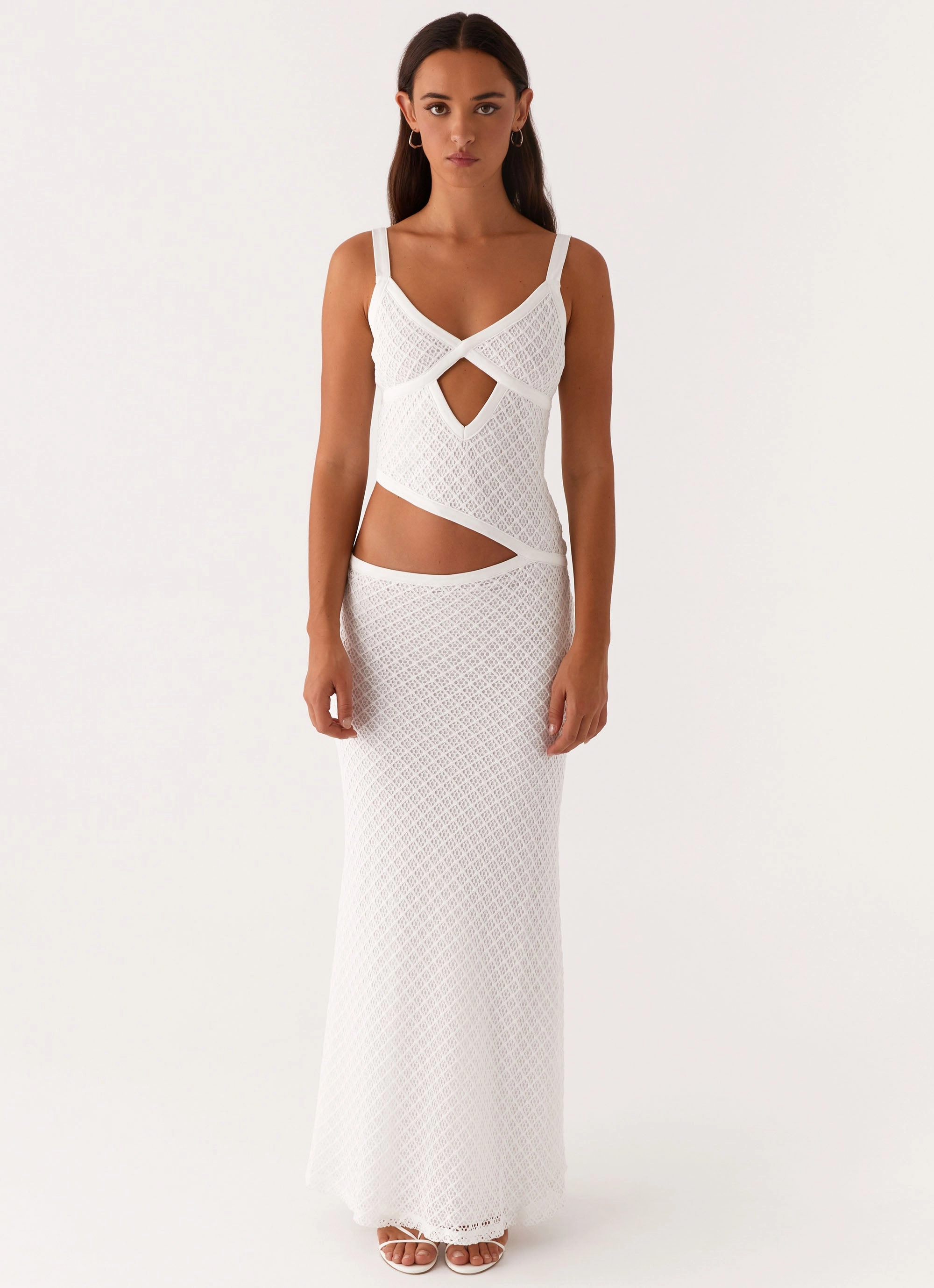 Trendy summer outfit Jocelyn Maxi Dress - White Crochet