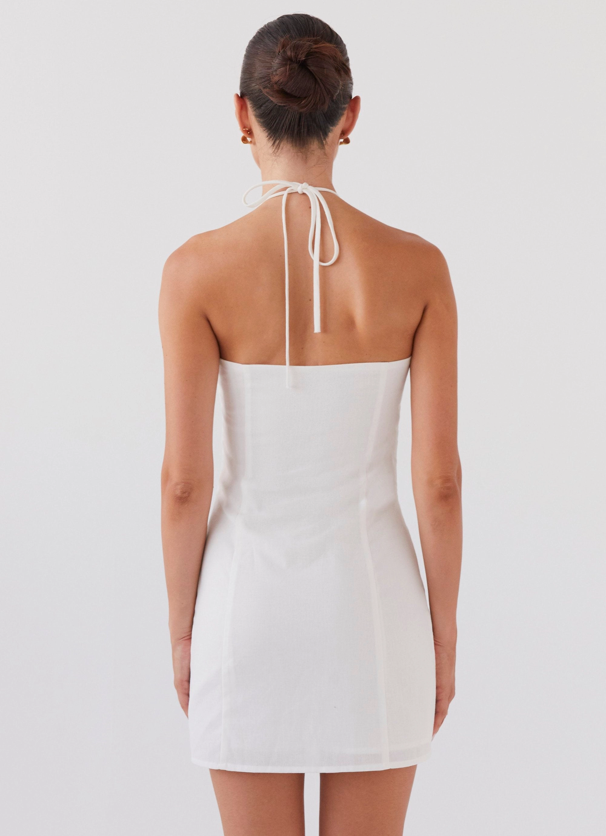 Island Echoes Linen Mini Dress - White Sheer-Overlay