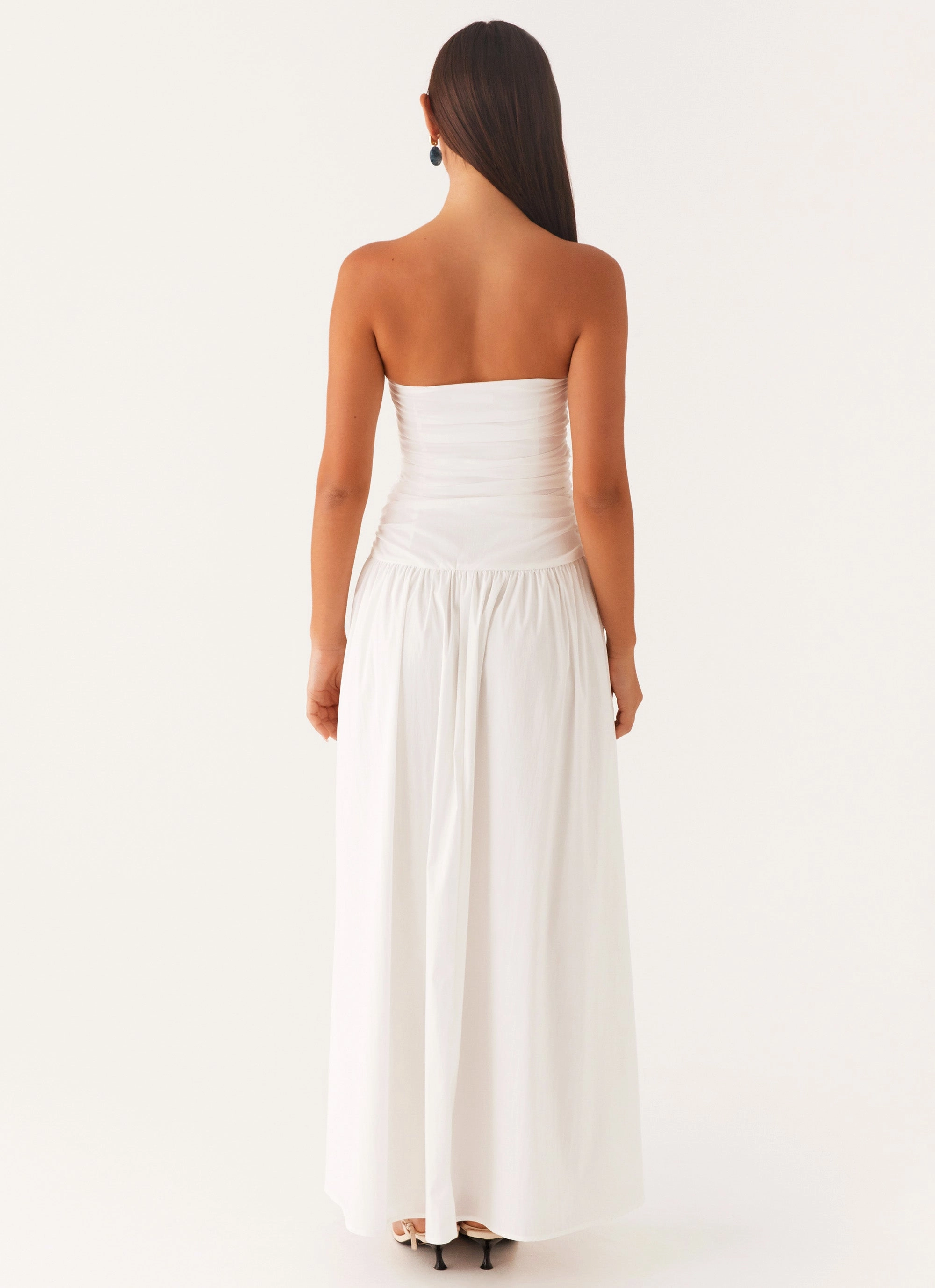 Modest Cut Carmel Maxi Dress - White