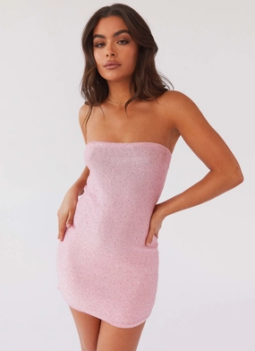 Minimal Curve Dance The Night Tube Knit Mini Dress - Pink Dusk