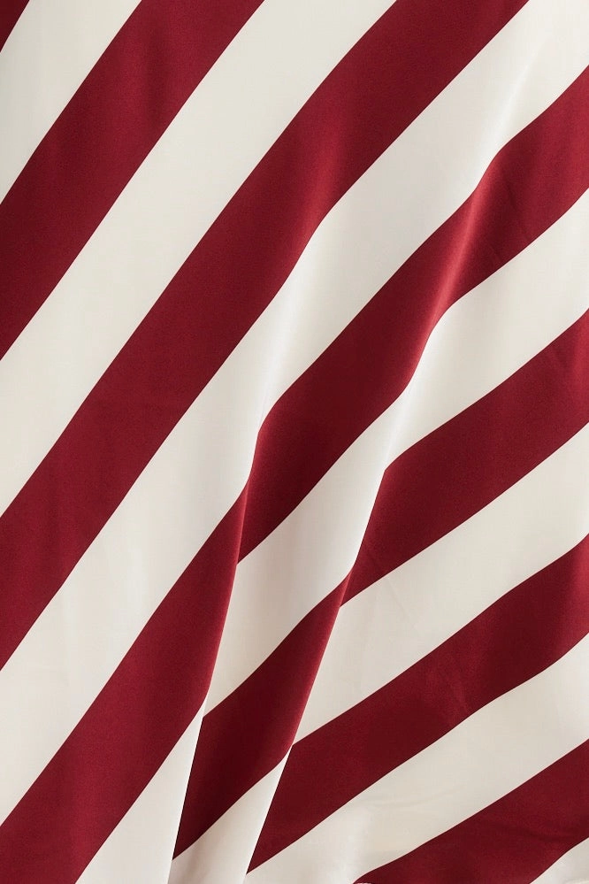 Detachable Detail Chill Vibe Fiery Plum Stripe Satin Bias Maxi Skirt