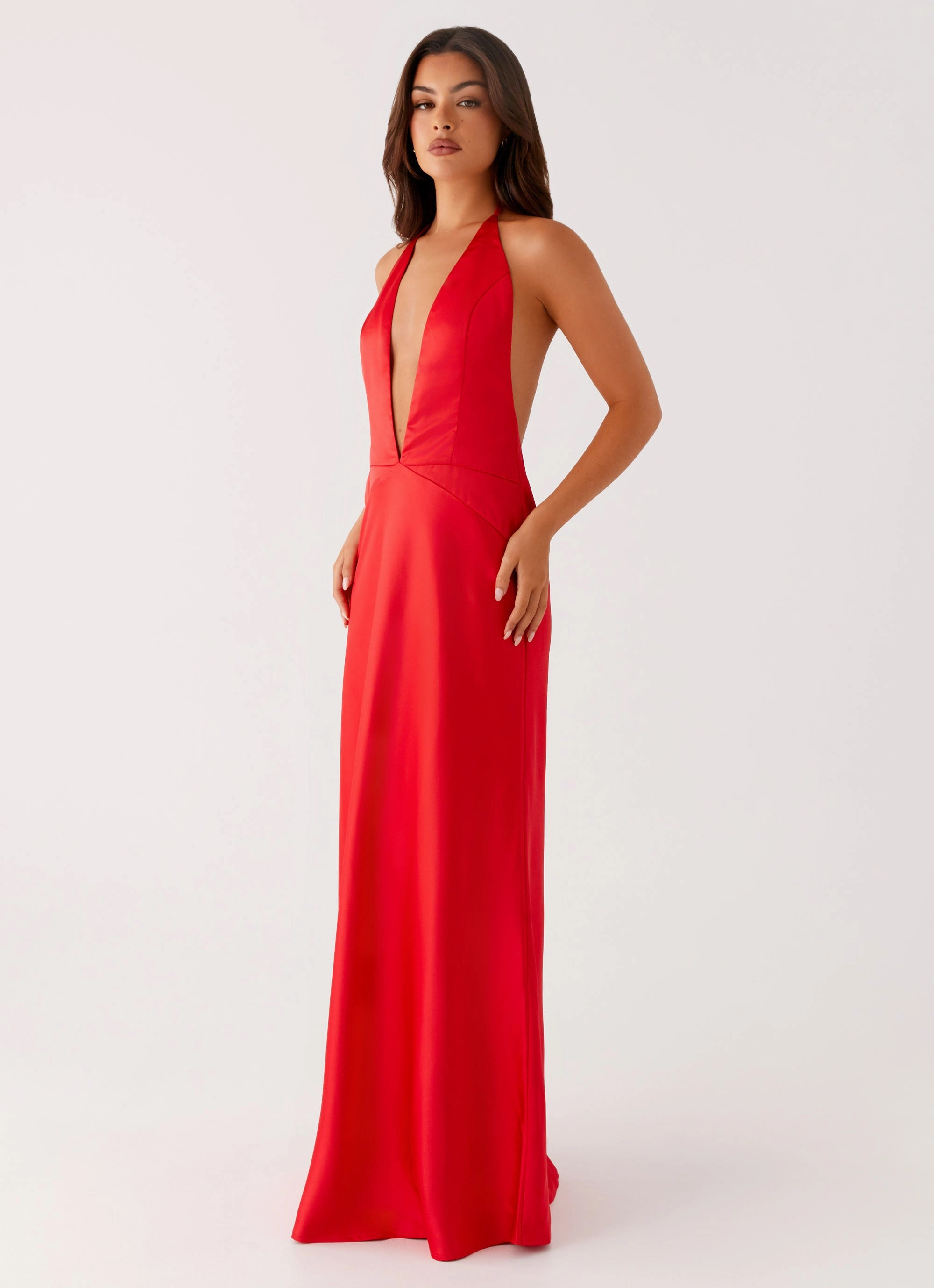 ElasticWaistband Idol Maxi Dress - Red