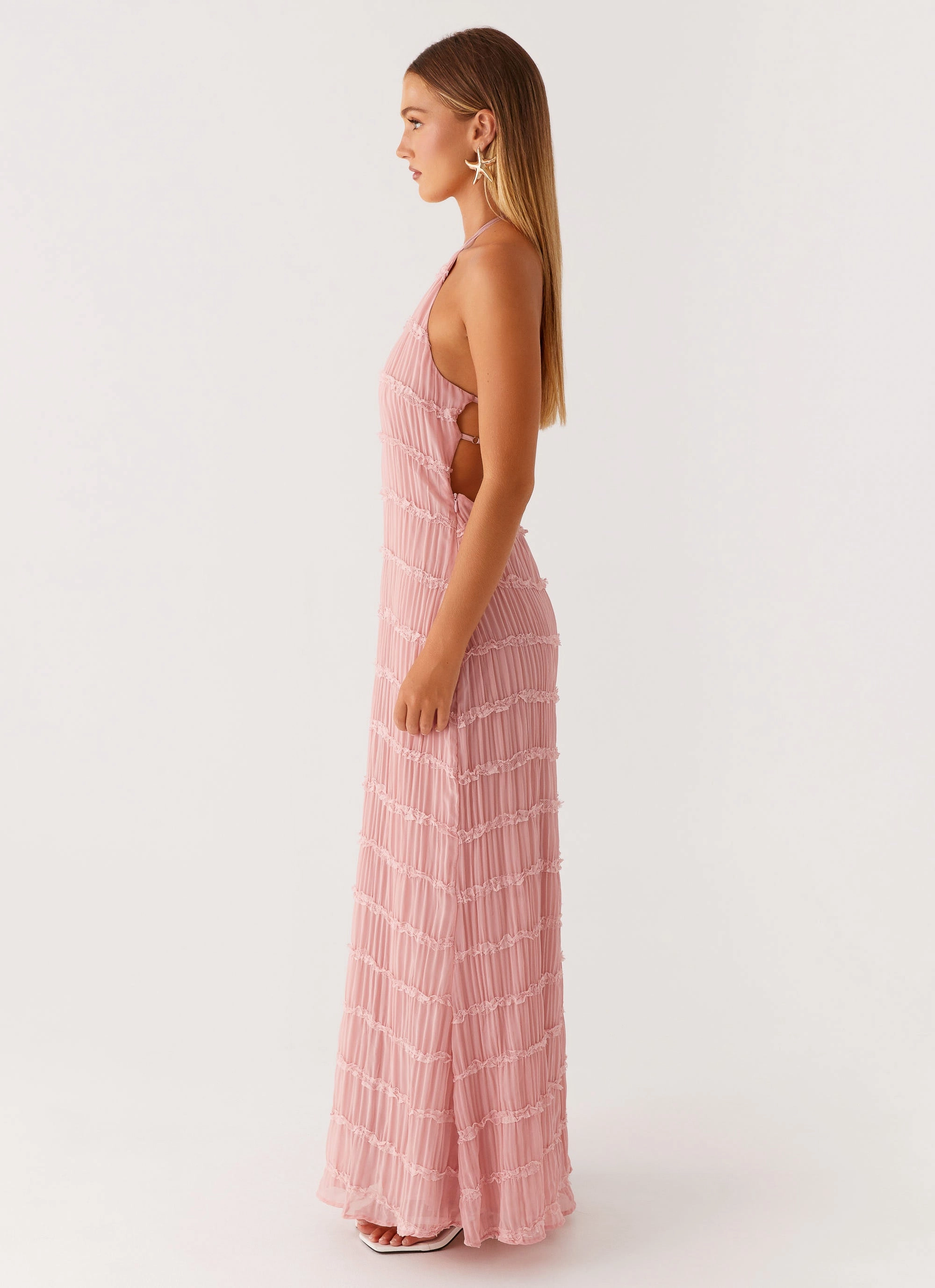 Aullie Maxi Dress - Pink Short Sleeve
